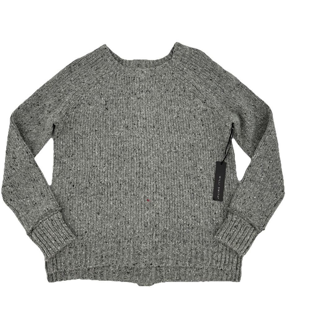 Willi Smith Gray Sweater Womens XL Wool Blend Button-Backed Lagenlook High-Low